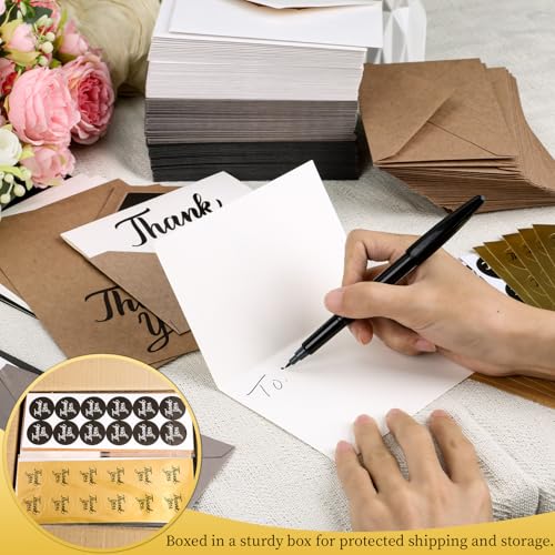 UZLU 600 PCS Thank You Cards with Envelopes Matching Stickers Thank You Notes Bulk 4x6 Inch Minimalistic Design for Business Baby Shower Wedding Small Business Graduation Bridal Shower Funeral Mixed - Image 5