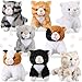 Sumind 8 Pcs Cat Stuffed Animals Bulk Plush Pets 5 Inch Cute Assorted Plush Cats Horse for Birthday Halloween Christmas Party Favors FavorsLong Hair Cat - Image 2