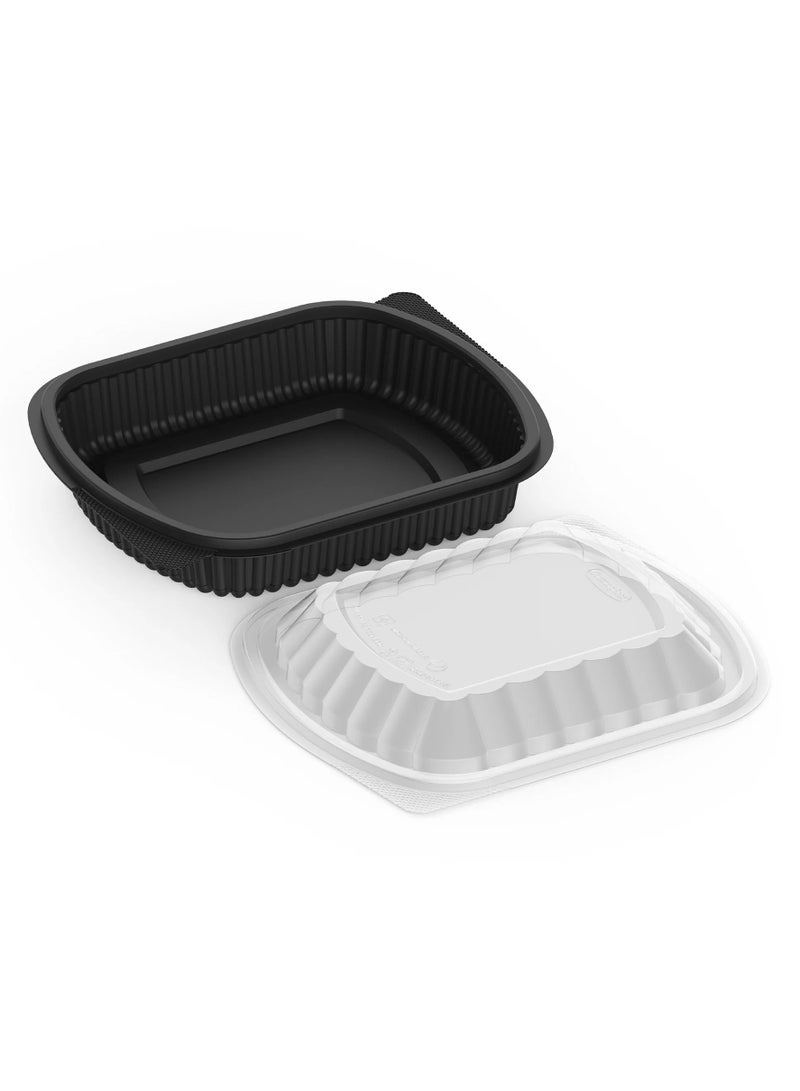 Ideal Pack Black Base Single Compartment Food Containers with Lids – Pack of 5 | Microwave & Freezer Safe | Durable Meal Prep, Takeaway & Storage Containers - Image 3