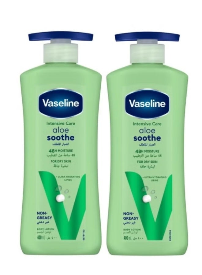 Vaseline Intensive Care Aloe Soothe Body Lotion for Dry Skin, 400ml, Pack of 2