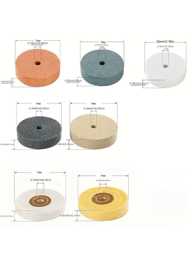 Heavy Duty 100% Wool Polishing Lap Grinder Wheel 20mm Thick High Density Wool Pile Ceramic Core Fiber Wheel Jewelry Metal Wood Gemstone Grinding Polishing Compatible with Belt Sanders DIY Tool Grinding 7 Piece Set - Image 4