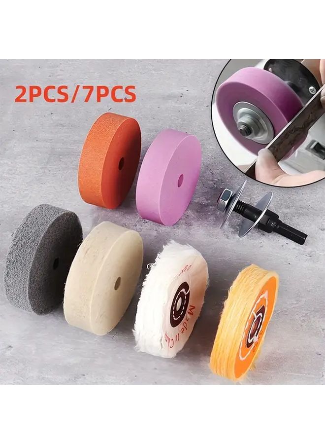 Heavy Duty 100% Wool Polishing Lap Grinder Wheel 20mm Thick High Density Wool Pile Ceramic Core Fiber Wheel Jewelry Metal Wood Gemstone Grinding Polishing Compatible with Belt Sanders DIY Tool Grinding 7 Piece Set - Image 1