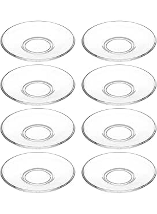 8 Glass Tea Cup Saucers 9x9cm Square Plates for Coffee Snack Dining - Image 1