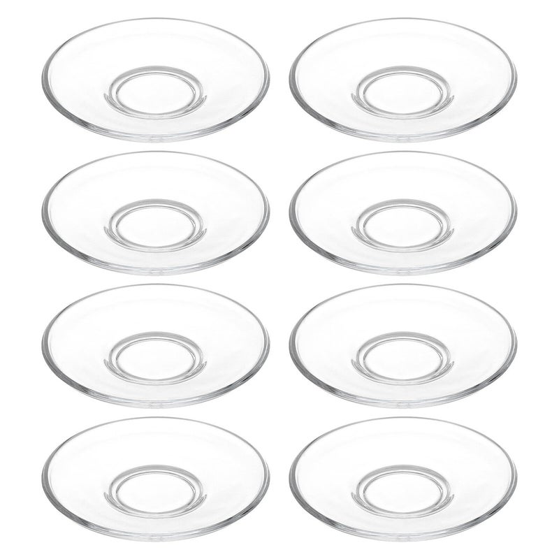 8 Glass Tea Cup Saucers 9x9cm Square Plates for Coffee Snack Dining - Image 2