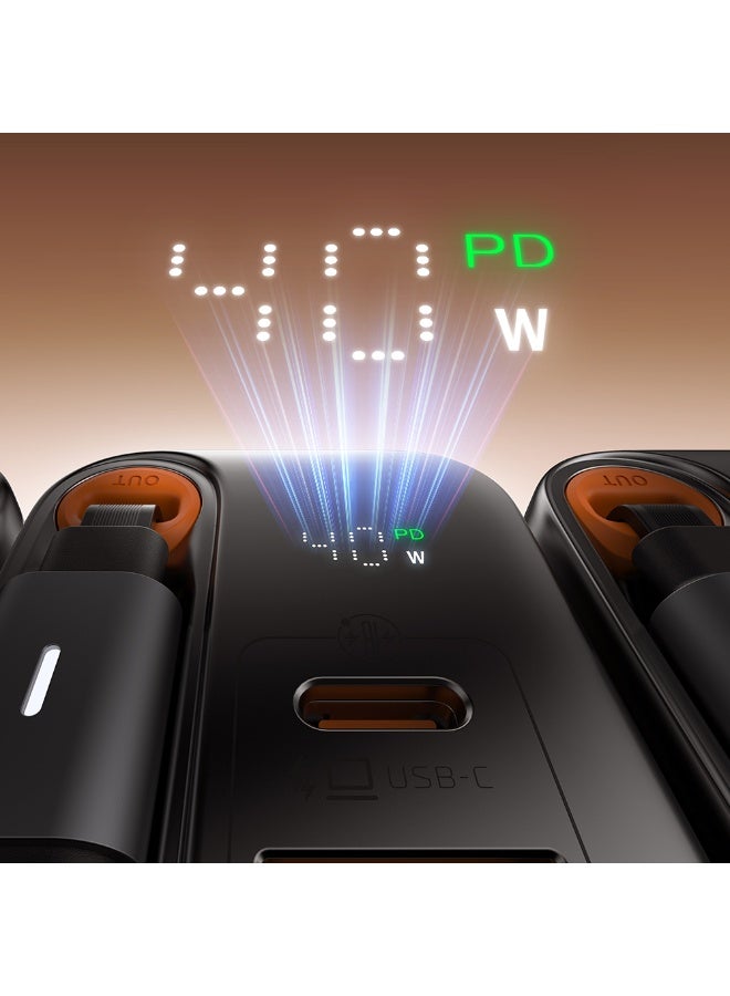 Mcdodo CH-4271 40W GaN Charger UK Plug 1C+1A with Digital Display Built-in 65cm Retractable USB-C Cable Black Fast Charging Wall Adapter - Image 3