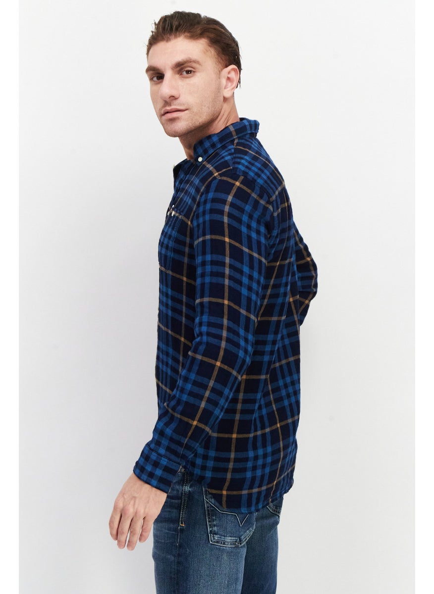 Pepe Jeans Men Regular Fit Checkered Long Sleeves Casual Shirt, Navy Combo  - Image 2