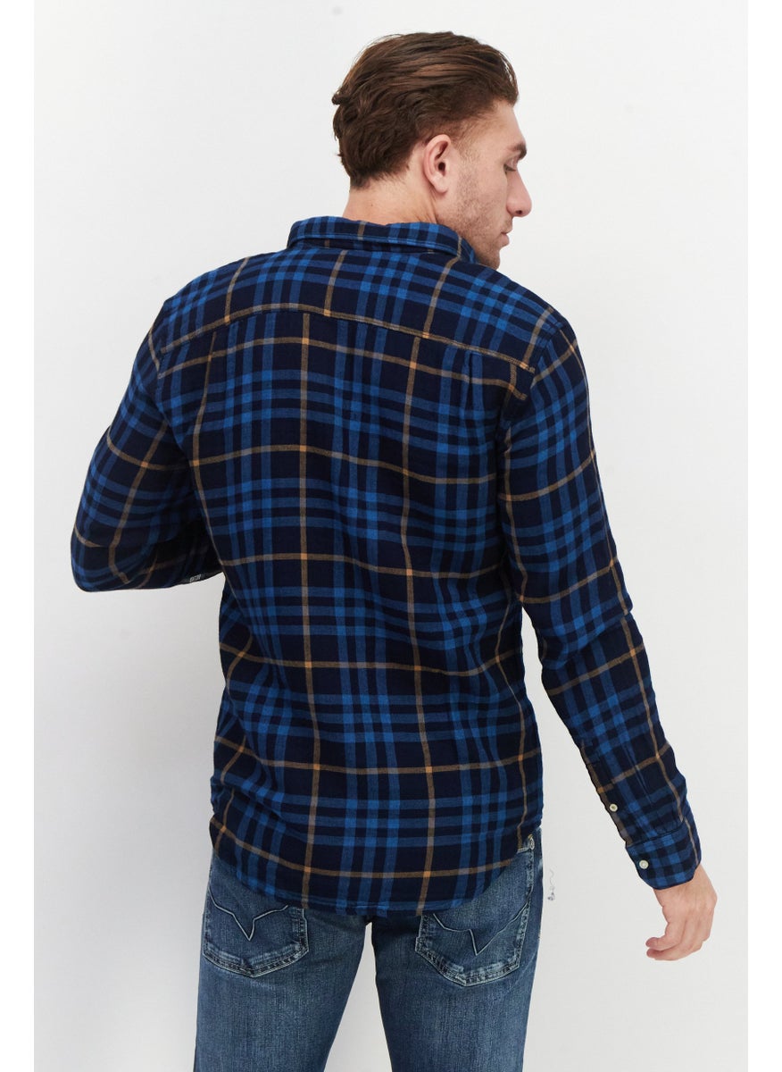 Pepe Jeans Men Regular Fit Checkered Long Sleeves Casual Shirt, Navy Combo  - Image 4