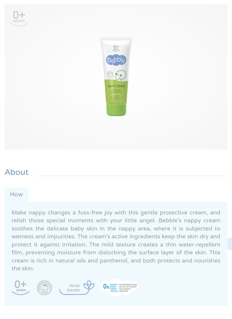 bebble - Baby Daiper Nappy Cream Ointment | Prevent Rashes and inflammation on Skin | 75ml - Image 1