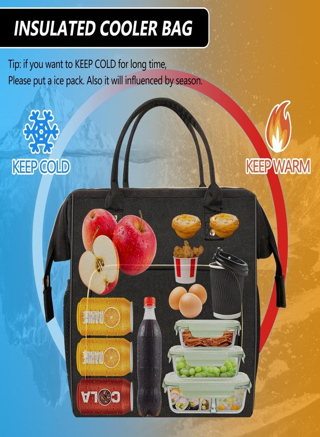 IDEATECH Insulated Lunch Box for Women & Men, Stylish Ladies Lunch Bag for Work, Leak Proof Portable Cooler Bag for Picnic, Black Lunch Tote Bags with Adjustable Shoulder Strap, Gifts for Mom (Black) - Image 3