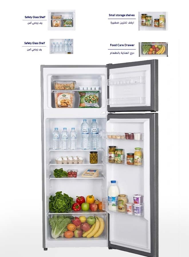 Arrow 252Liters, 8.9Cu.Ft,Double Door Refrigerator with 7 Years Compressor Warranty, Mechanical Temperature Control, Defrost, Metal Door Panel, Recessed Handle, Energy Saving, Inside Lighting, Wheel, Silver Color | Model No: RO2-390L-S - Image 2