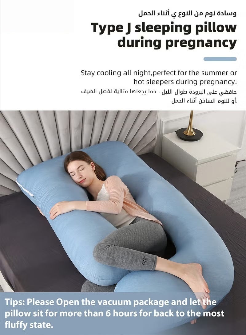 وسادة الحمل مع غطاء بتقنية التبريد، وسائد الحمل للنوم، دعم الجسم بشكل حرف U للظهر والوركين والساقين والبطن، لا غنى عنها للنساء الحوامل - Image 2