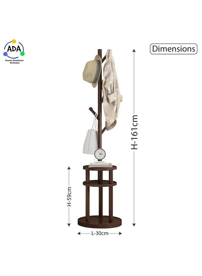 ADA ADA® Premium Coat Rack Freestanding, Entryway Coat Hanger Stand with Storage Shelf, Hall Tree With 6 Hooks, Standing Coat Rack, Floor Standing Solid Wood Tree Stand - (40 x 40 x 163cm) - Dark Brown  - Image 4