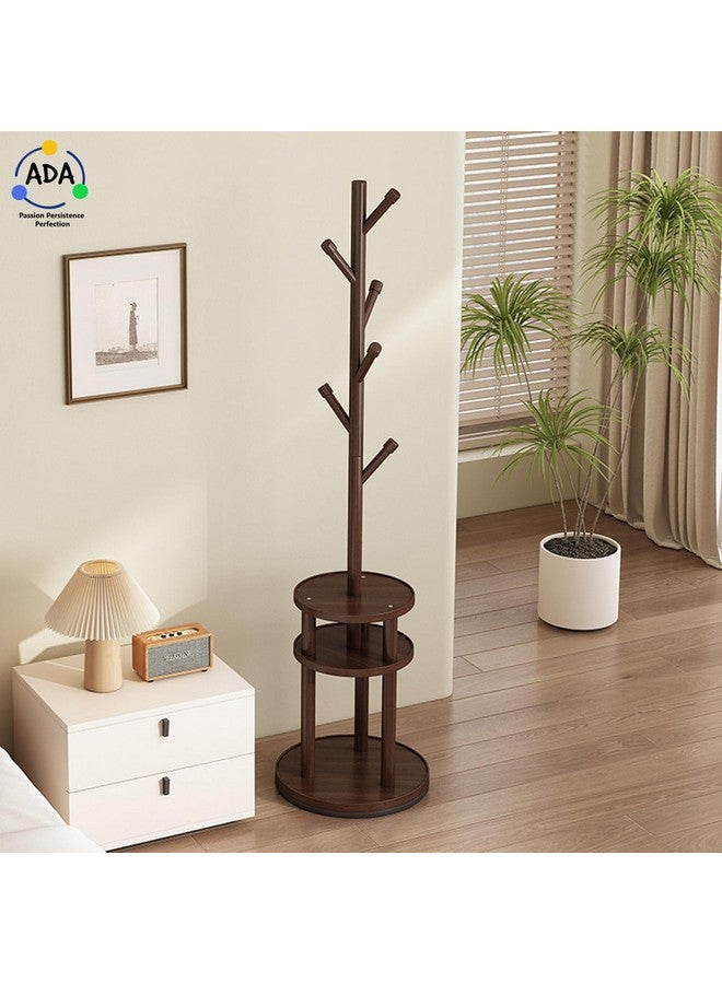 ADA ADA® Premium Coat Rack Freestanding, Entryway Coat Hanger Stand with Storage Shelf, Hall Tree With 6 Hooks, Standing Coat Rack, Floor Standing Solid Wood Tree Stand - (40 x 40 x 163cm) - Dark Brown  - Image 5