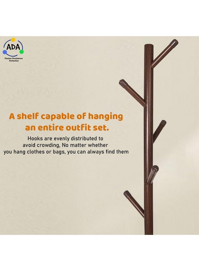 ADA ADA® Premium Coat Rack Freestanding, Entryway Coat Hanger Stand with Storage Shelf, Hall Tree With 6 Hooks, Standing Coat Rack, Floor Standing Solid Wood Tree Stand - (40 x 40 x 163cm) - Dark Brown  - Image 2