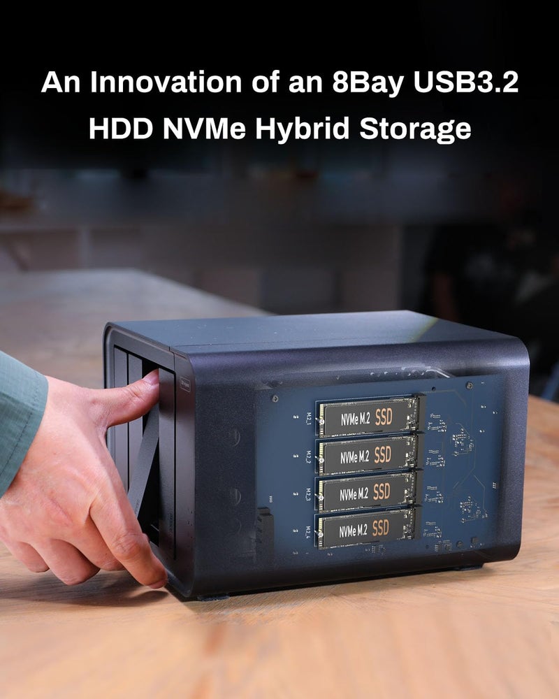 TERRAMASTER تيراماستر D8 هجين HDD NVMe حاوية USB 3.2 Gen 2 10Gbps نوع C 8Bay تخزين USB (بدون قرص) - Image 4