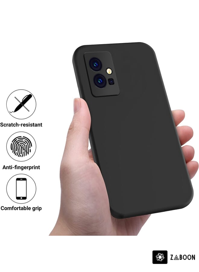 Green Tiger Pure Color Liquid Silicone Shockproof Phone Case for vivo Y75 5G / Y55 5G / T1 5G Indian / Y33s 5G / Y30 5G / Y55s 5G(Black) - Image 2