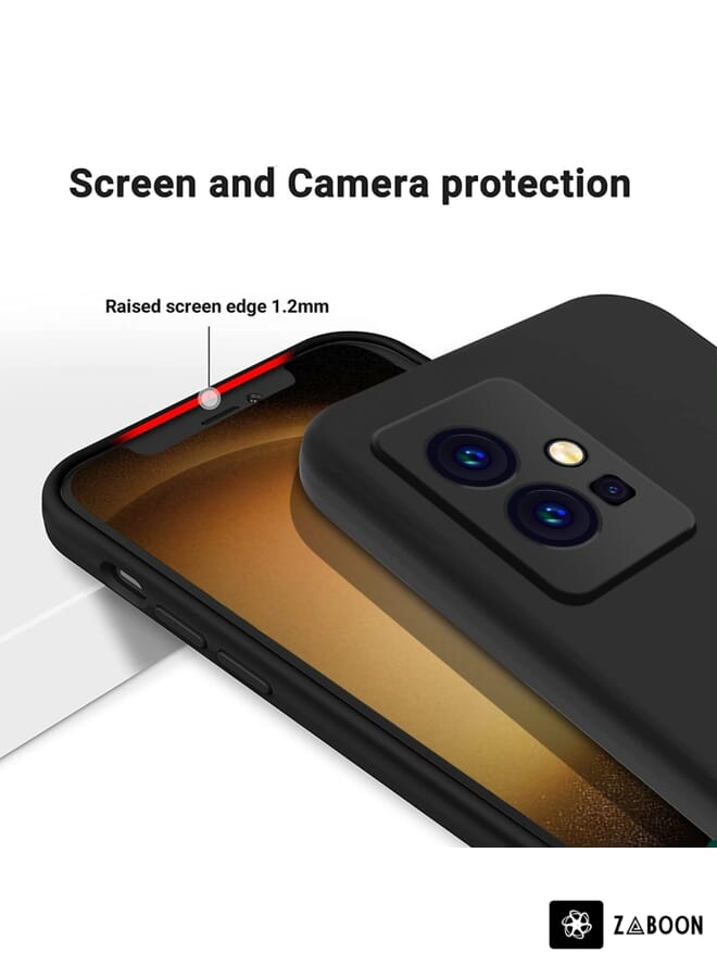 Green Tiger Pure Color Liquid Silicone Shockproof Phone Case for vivo Y75 5G / Y55 5G / T1 5G Indian / Y33s 5G / Y30 5G / Y55s 5G(Black) - Image 4