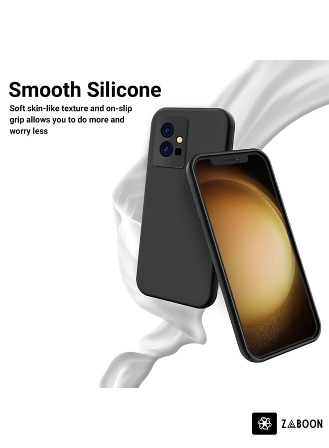 Green Tiger Pure Color Liquid Silicone Shockproof Phone Case for vivo Y75 5G / Y55 5G / T1 5G Indian / Y33s 5G / Y30 5G / Y55s 5G(Black) - Image 3