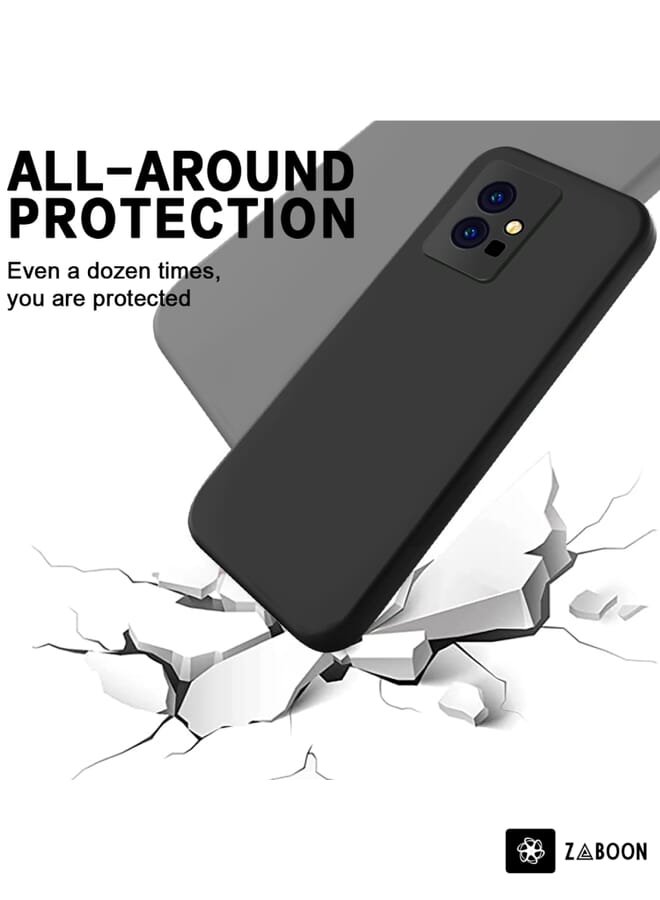 Green Tiger Pure Color Liquid Silicone Shockproof Phone Case for vivo Y75 5G / Y55 5G / T1 5G Indian / Y33s 5G / Y30 5G / Y55s 5G(Black) - Image 5