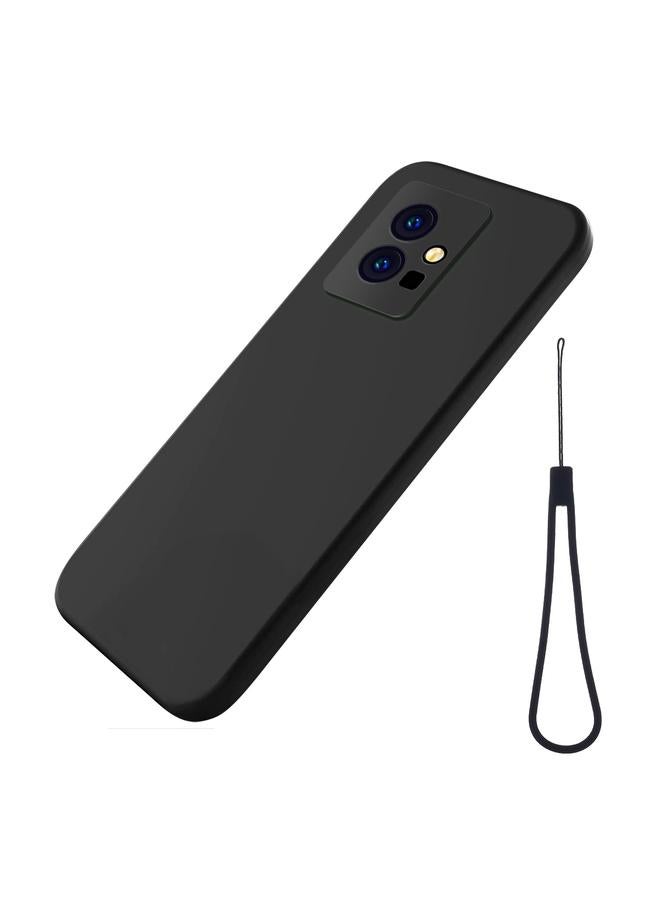 Green Tiger Pure Color Liquid Silicone Shockproof Phone Case for vivo Y75 5G / Y55 5G / T1 5G Indian / Y33s 5G / Y30 5G / Y55s 5G(Black) - Image 1