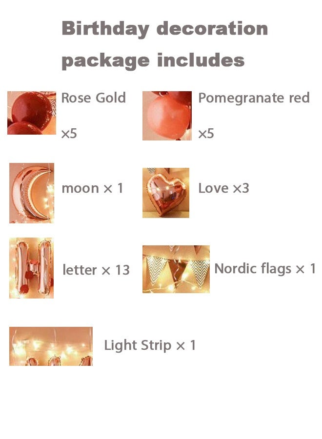 سوفي مجموعة ديكورات بالونات عيد ميلاد أنيقة باللون الذهبي الوردي - مجموعة حفلات كاملة مكونة من 29 قطعة مع أدوات إضافية - Image 3