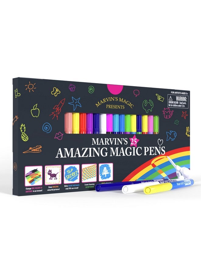Marvin's Magic - Original x 25 Amazing Magic Marker Pens - Color Changing Magic Pen Art - Create 3D Lettering or Write Secret Messages - Includes 25 Magic Pens - Image 1