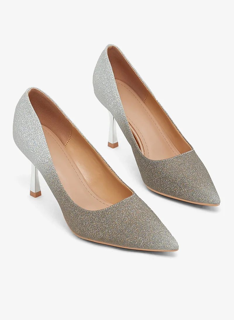 جينجر High Heeled Glitter Pump