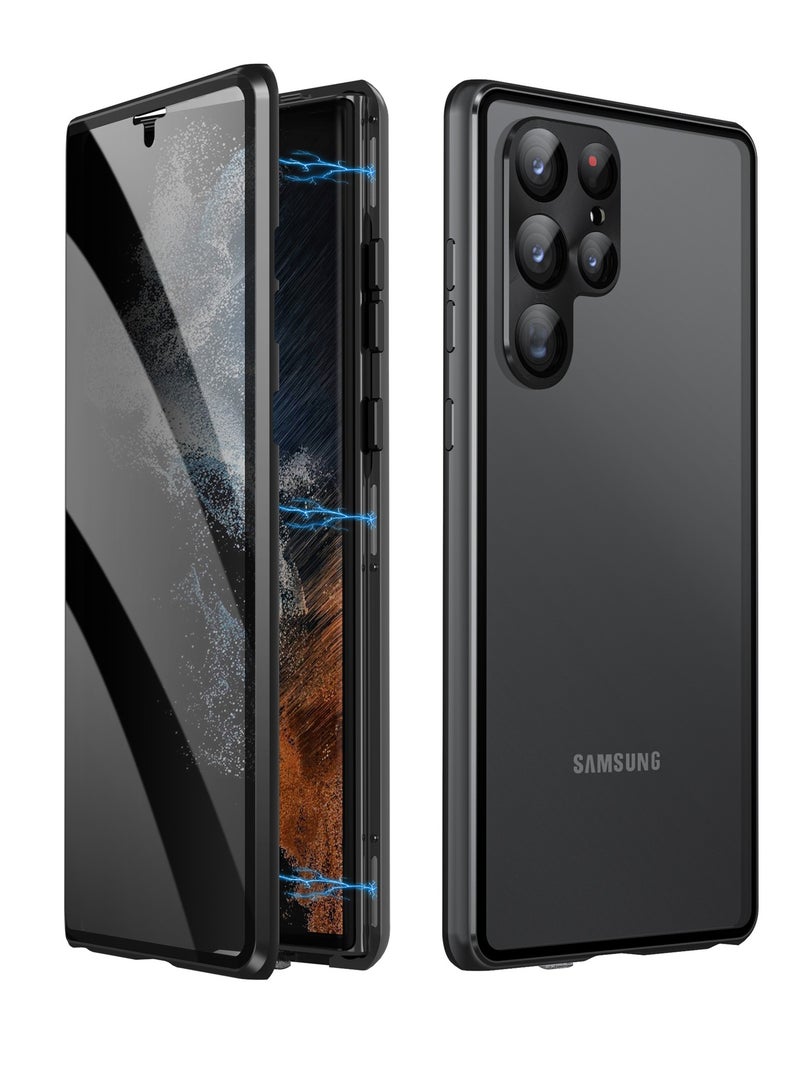 Case for Samsung Galaxy S24 Ultra, Anti-Peeping Double Sided Tempered Glass Magnet Adsorption Privacy Screen Phone Case, 360 Full Shockproof Protective Case - Image 1