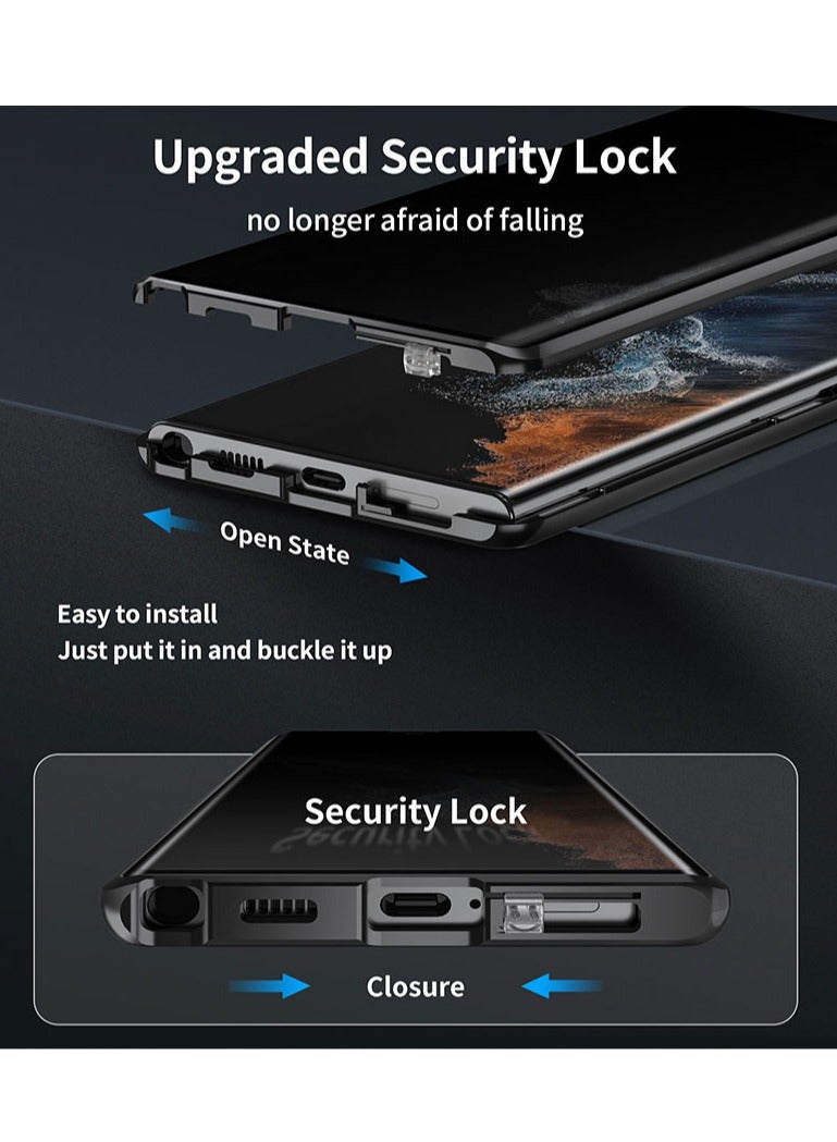 Case for Samsung Galaxy S24 Ultra, Anti-Peeping Double Sided Tempered Glass Magnet Adsorption Privacy Screen Phone Case, 360 Full Shockproof Protective Case - Image 5