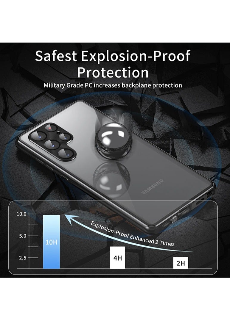 Case for Samsung Galaxy S24 Ultra, Anti-Peeping Double Sided Tempered Glass Magnet Adsorption Privacy Screen Phone Case, 360 Full Shockproof Protective Case - Image 3