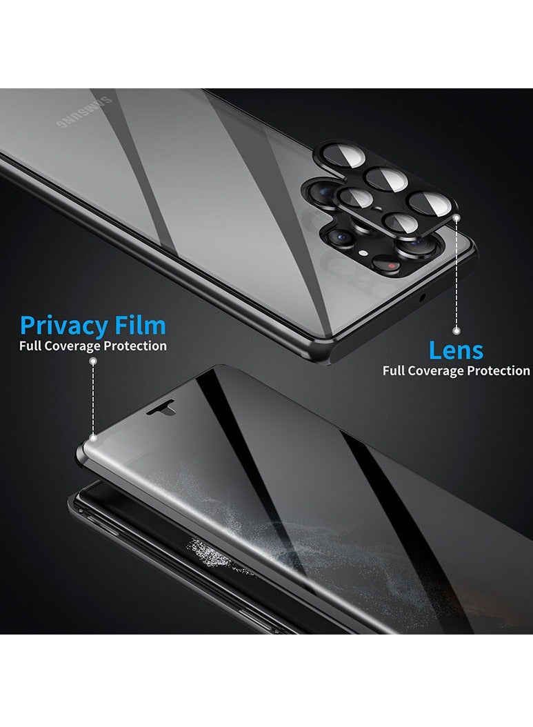 Case for Samsung Galaxy S24 Ultra, Anti-Peeping Double Sided Tempered Glass Magnet Adsorption Privacy Screen Phone Case, 360 Full Shockproof Protective Case - Image 2