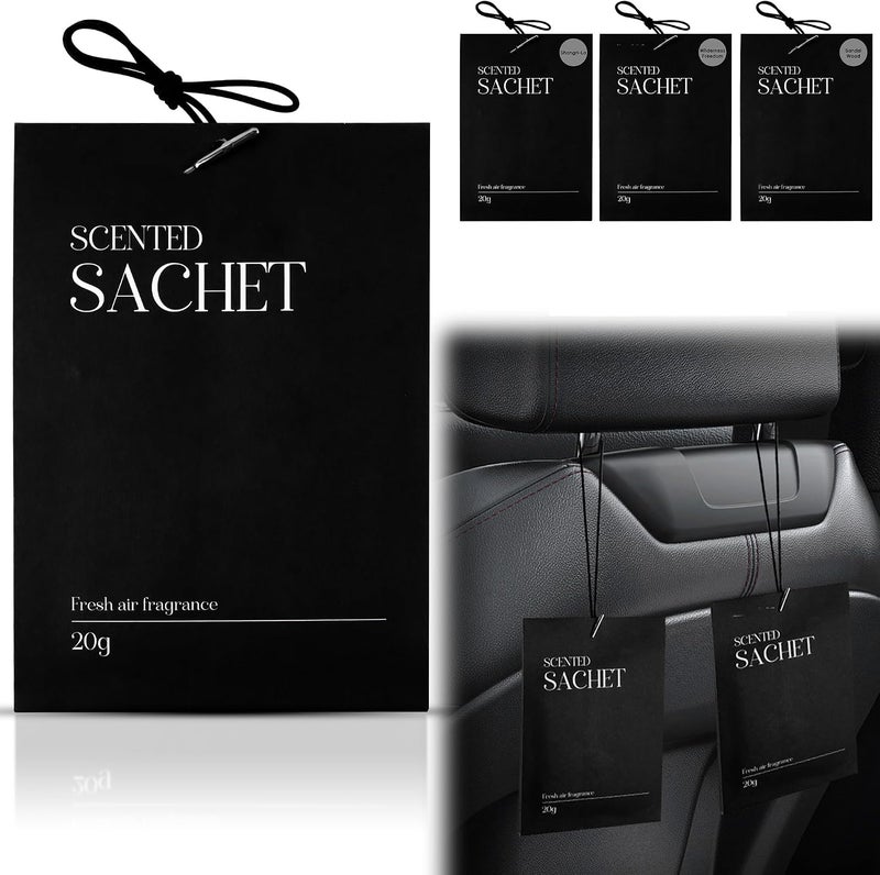 كاست ويف أكياس معطرة للسيارة، معطرات هواء طبيعية طويلة الأمد من مستخلصات النباتات، أكياس عطرية معلقة للسيارة برائحة السيارة الجديدة، أيضًا للغرفة، خزانة الملابس، الأدراج، الدولاب – عبوة من 3 قطع - Image 1
