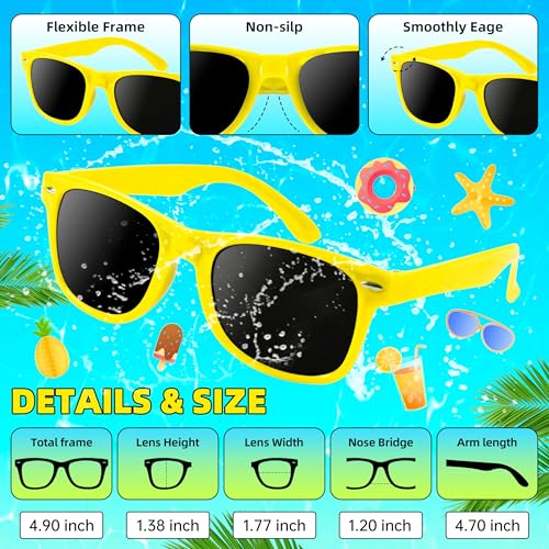OCTERIC 16 Pcs Kids Sunglasses Bulk, Party Favors for Boys and Girls Age 3-8, Neon Sunglasses with UV400 Protection for Summer Beach Pool Party Birthday Graduation Classroom Prize Goody Bag Stuffers - Image 2