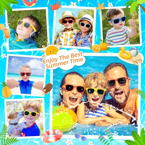 OCTERIC 16 Pcs Kids Sunglasses Bulk, Party Favors for Boys and Girls Age 3-8, Neon Sunglasses with UV400 Protection for Summer Beach Pool Party Birthday Graduation Classroom Prize Goody Bag Stuffers - Image 5