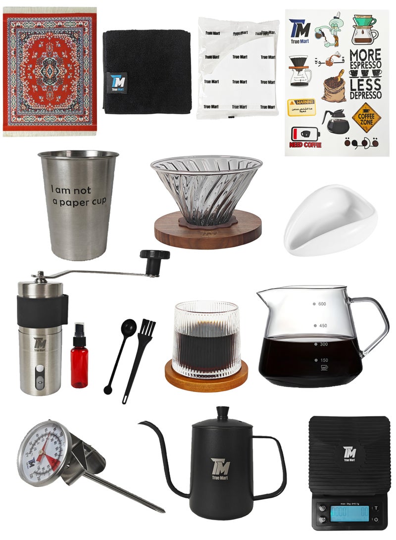 ترو مارت مجموعة أدوات تقطير V60 - طقم مكون من 15 قطعة مع حقيبة قهوة - Image 2