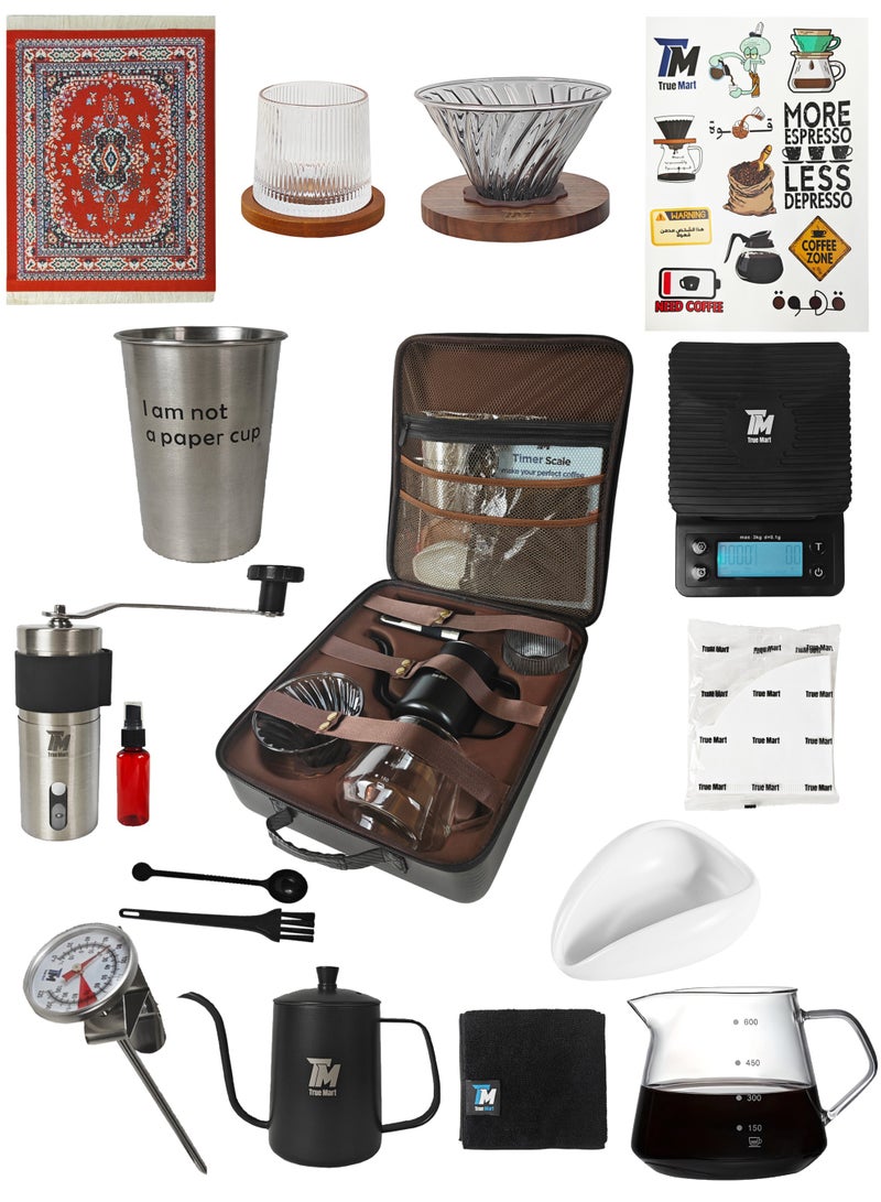 ترو مارت مجموعة أدوات تقطير V60 - طقم مكون من 15 قطعة مع حقيبة قهوة - Image 1