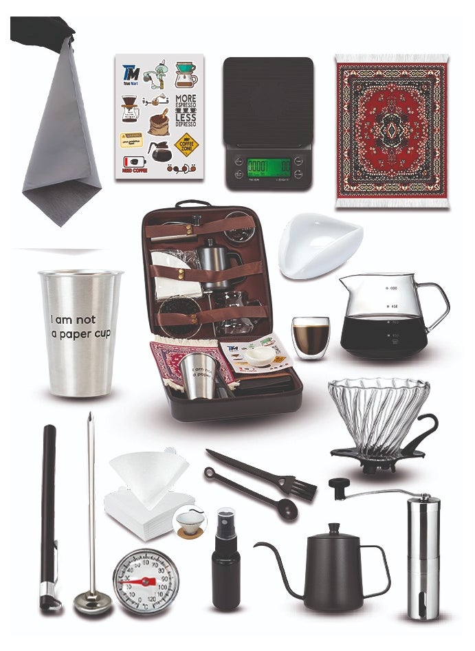 TrueMart - V60 Coffee Drip Set - 15-Pieces Kit with Tool Case - Image 1