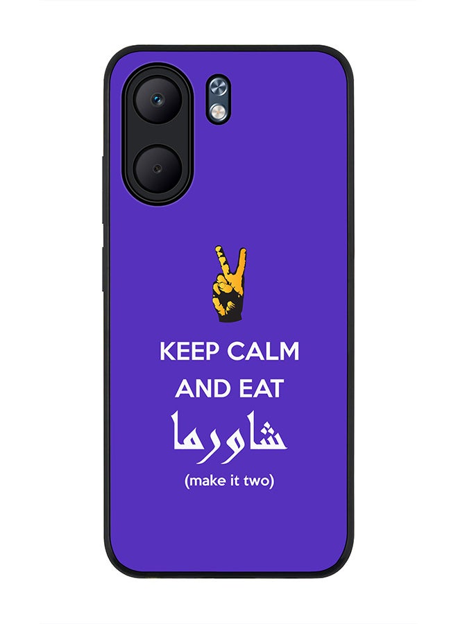 Stylizedd For Oppo A5x 5G / A5x 4G Case,Slim fit Camera Protection, Shockproof Thin Phone cover  - Keep Calm And Eat Shawarma (Blue)