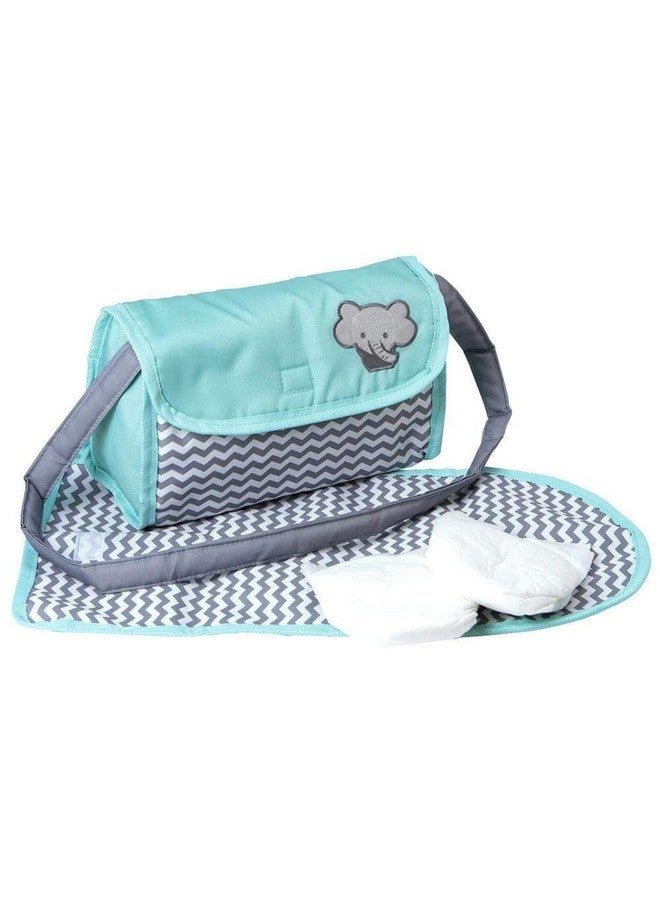حقيبة حفاضات دمى الأطفال من أدورا مزودة بأشرطة متينة، تتضمن حصيرة تغيير حفاضات وحفاضتين للدمى (تناسب الدمى مقاس 13 بوصة)، هدية عيد ميلاد للأطفال من سن 3 سنوات فما فوق - طباعة متعرجة