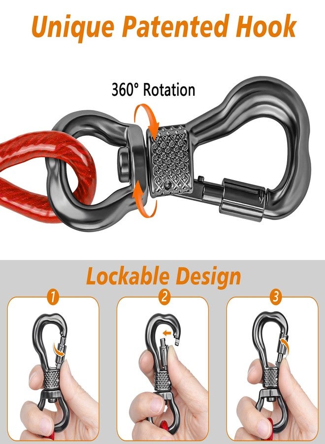XiaZ Dog Tie Out Cable, Heavy Duty Dog Chains for Outside with Lockable Hook, Pet Runner Cable Leads for Yard, Dogs Line Tether for Small Medium Dogs Up to 125 LBS (25FT, Red) - Image 3