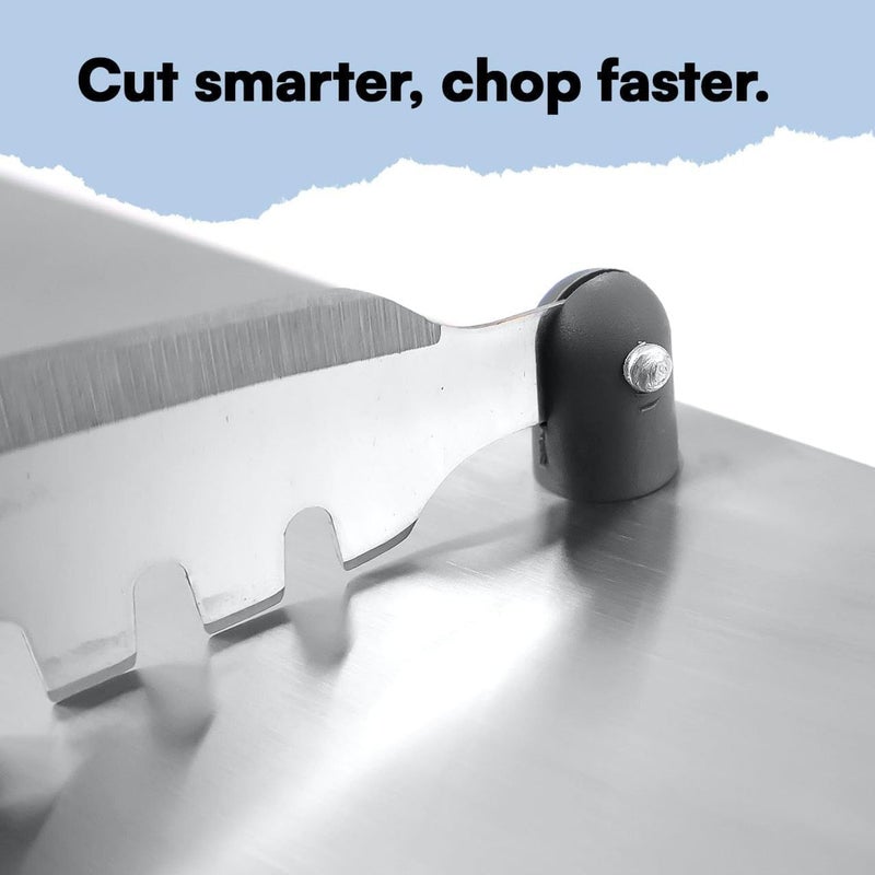 Gladnes Cut N Chop 2-in-1 Stainless Steel Kitchen Cutter & Chopping Board | Multi-Blade Vegetable & Herb Chopper | Heavy Duty Rustproof Salad Cutter & Food Preparation Tool for Kitchen Use - Image 4
