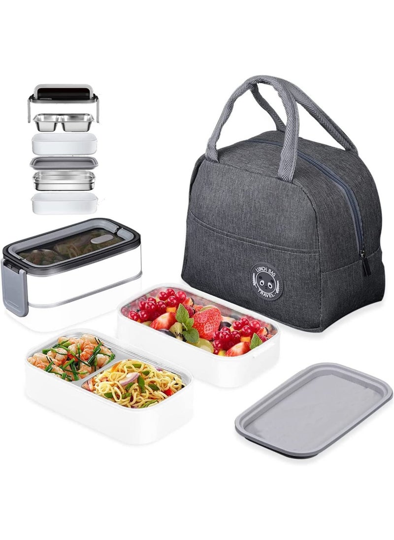 Arabest Lunch Box, Stainless Steel Double Wall Lunch Box, Leak Proof Lunch Box, Food Storage Box, Stainless Steel Lunch Box, Leak Proof Lunch Box with Compartment, Suitable for Adults Kids Men Women Teenagers  - Image 1