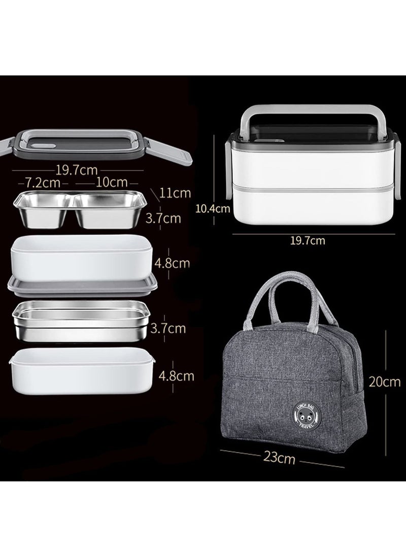 Arabest Lunch Box, Stainless Steel Double Wall Lunch Box, Leak Proof Lunch Box, Food Storage Box, Stainless Steel Lunch Box, Leak Proof Lunch Box with Compartment, Suitable for Adults Kids Men Women Teenagers  - Image 2