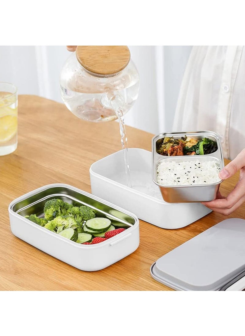 Arabest Lunch Box, Stainless Steel Double Wall Lunch Box, Leak Proof Lunch Box, Food Storage Box, Stainless Steel Lunch Box, Leak Proof Lunch Box with Compartment, Suitable for Adults Kids Men Women Teenagers  - Image 3