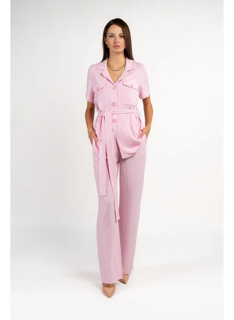 فاشونارا Linen Baby Pink Coord Set