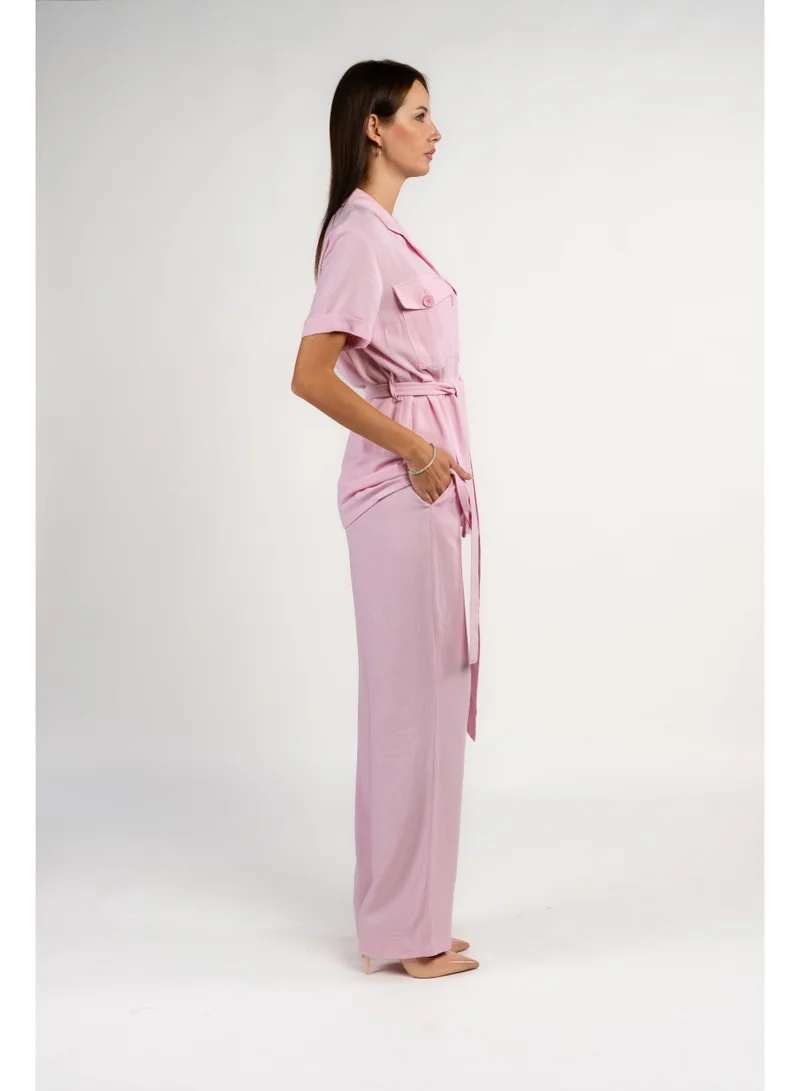 فاشونارا Linen Baby Pink Coord Set