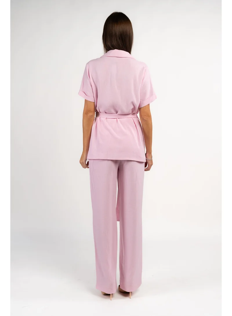 فاشونارا Linen Baby Pink Coord Set