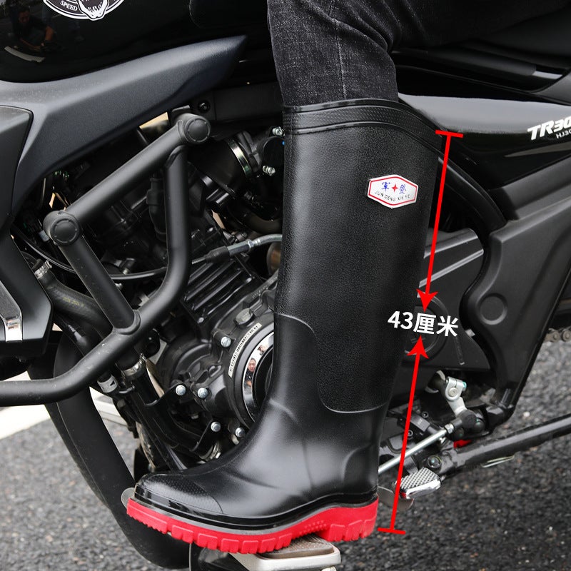 High-Rise Tube Fashion Water Shoes For Construction Site Fishing Wear-Resistant Rain Boots Waterproof Non-Slip Velvet Warm Rain Shoes For Men - Image 5