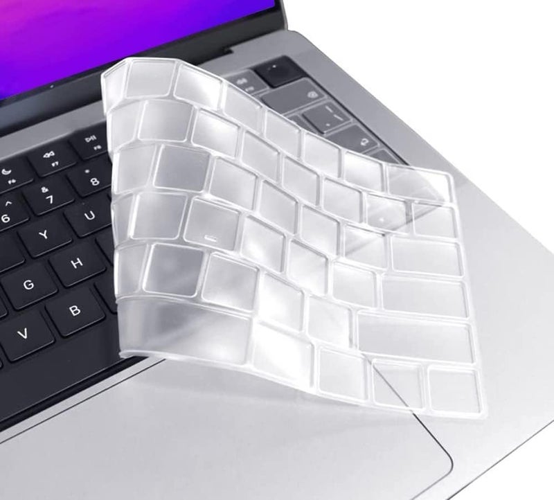 eWINNER Transparent Silicone Keyboard Cover for MacBook Air 13.6" M2 & MacBook Pro 14" M1 Pro/Max & 16" M1 Pro Max - US Layout - Image 4