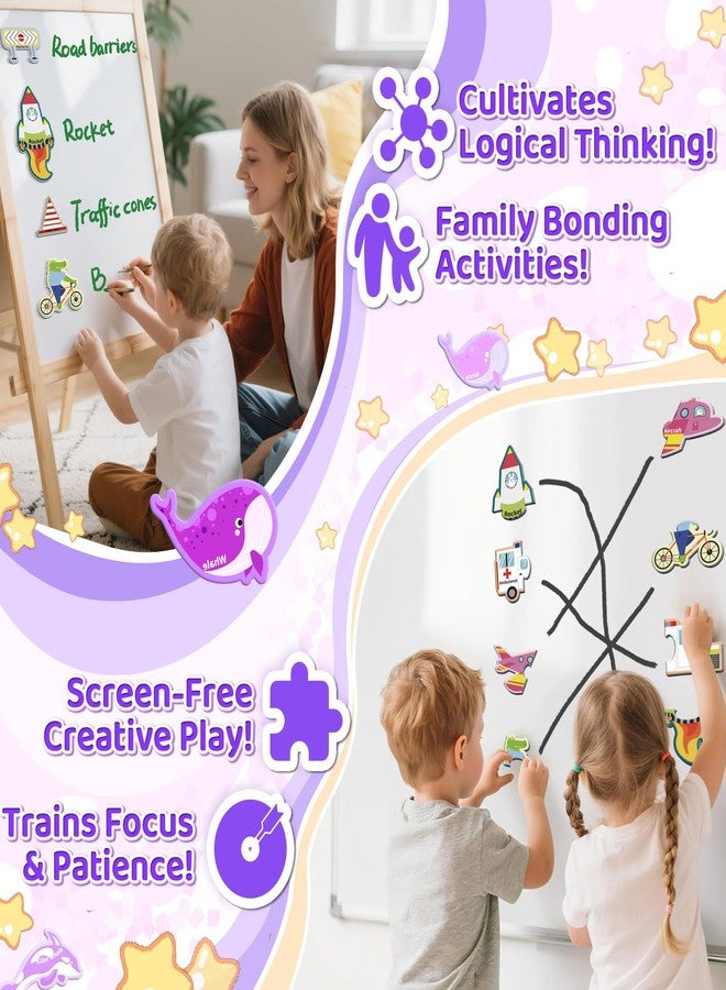 Flamax 2 Piece Puzzles for Toddlers 1-3 - 15 Self - Correcting Vehicle Magnetic Matching Puzzle for Toddler 1-3 for Fridge & Whiteboard, Heads and Tails Toddler Puzzle, 2 Piece Puzzles for Toddlers 1-3 - Image 3